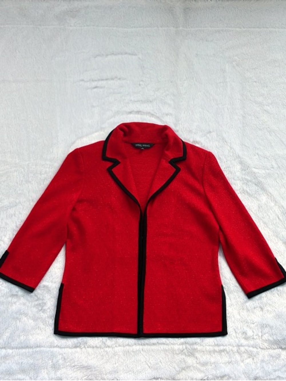 NWOT Red and Black Piping Ming Wang Structured Jacket Blazer, Size Small